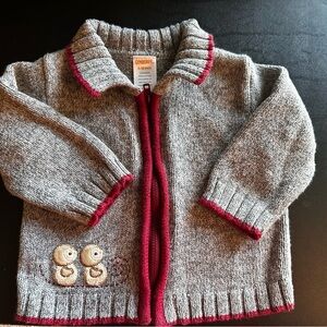 Gymboree Gray Sweater with Red Trim